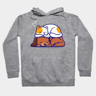 Cute Cat And Dog Sleeping Together Cartoon Hoodie